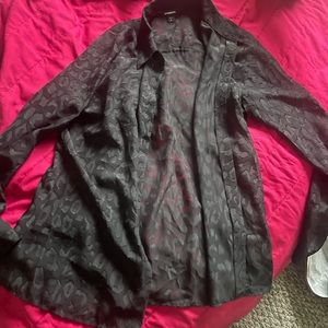 Express sheer leopard button up blouse